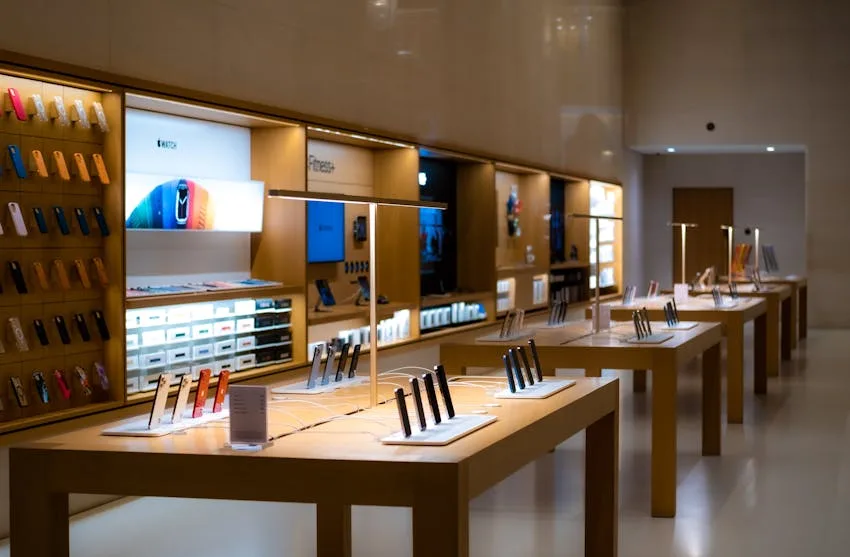 Modern retail store interior with refreshed product displays, lighting upgrades, and updated merchandising layout