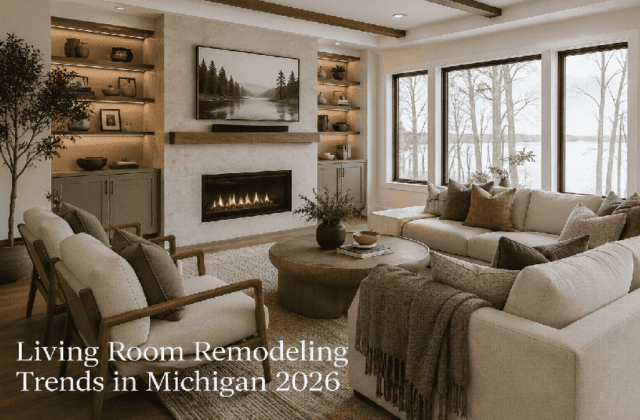 Modern living room remodeling design trend in Michigan home